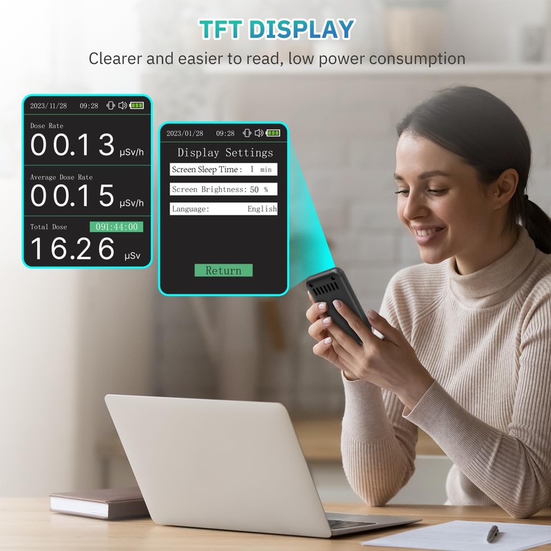 LifeBasis Geiger Counter Nuclear Radiation Detector, Radiation Dosimeter with TFT