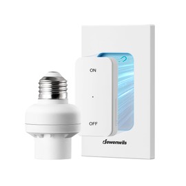 DEWENWILS Remote Control Light Socket, Remote Control Light Bulbs, Wireless Light Socket for Pull Chain Light Fixture, E26 Bulb Base with Wall Mounted Wireless Controller, No Wiring, ETL Listed