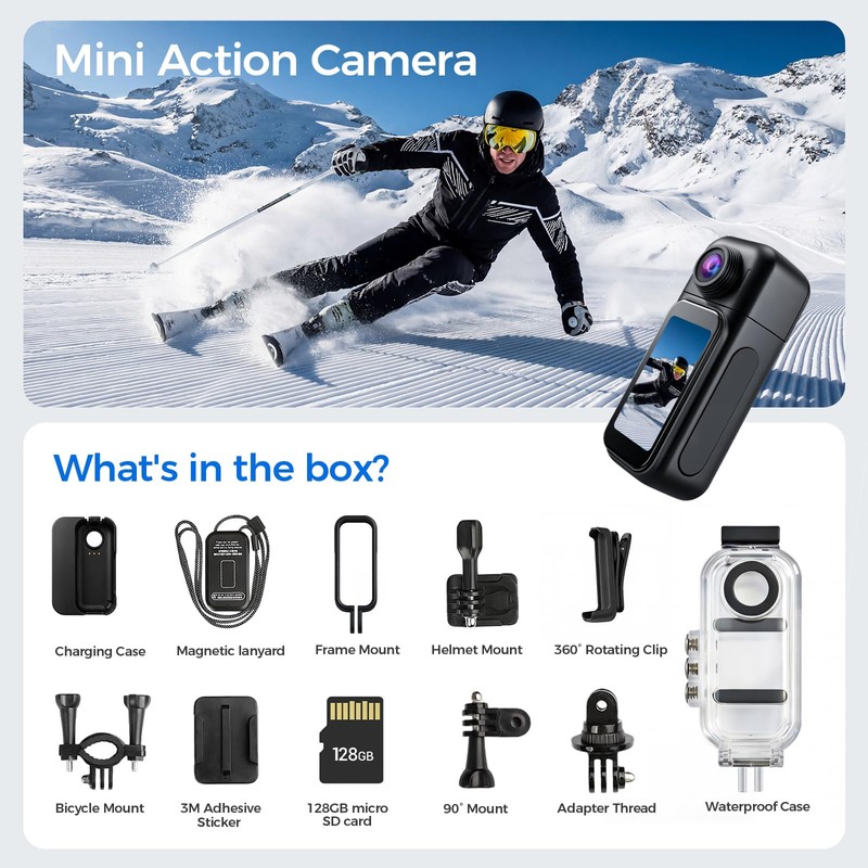 JLRKENG Mini Body Camera 4K Bodycam Waterproof Thumb Action Camera