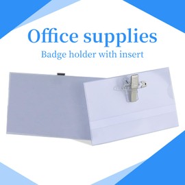 22 Pack Name Badges Name Tag with Clip and Pin, Waterproof Plastic Badge Holders Clear Badge ID Card Holders for School, Colleges, Office, and Corporate Conference(9 * 5.6cm)