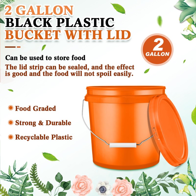 Ziliny 6 Pcs 2 Gallon Plastic Bucket Pail Container with