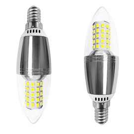 Bombillas LED E14 de maíz de 12 W (equivalente a bombillas incandescentes de 100 W-120 W) E14 Base Candelabro Bombillas LED de 12 W, luz blanca de día 6000 K, no regulable, superficie plateada a rayas, paquete de 4