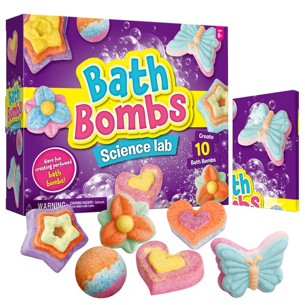 XXTOYS Bath Bombs Science Lab - Create 10 Bath Bombs, Bath Toys for Kids - Great Gifts for Girls Age 8-12, Crafts Kit for Girls, Spa Kit for Girls