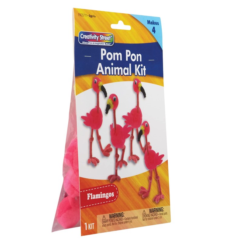 Creativity Street Pom Pon Animal Kit, Flamingos, 2" x 2.75"