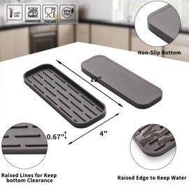 MicoYang Silicone Kitchen Sink Organizer Tray for Multiple Usage,Eco-Friendly Sponges Holder for Kitchen Bathroom Counter or Sink,Dish Soap Dispenser,Scrubber,Bottle,Cup (Coffee, 12"×4")