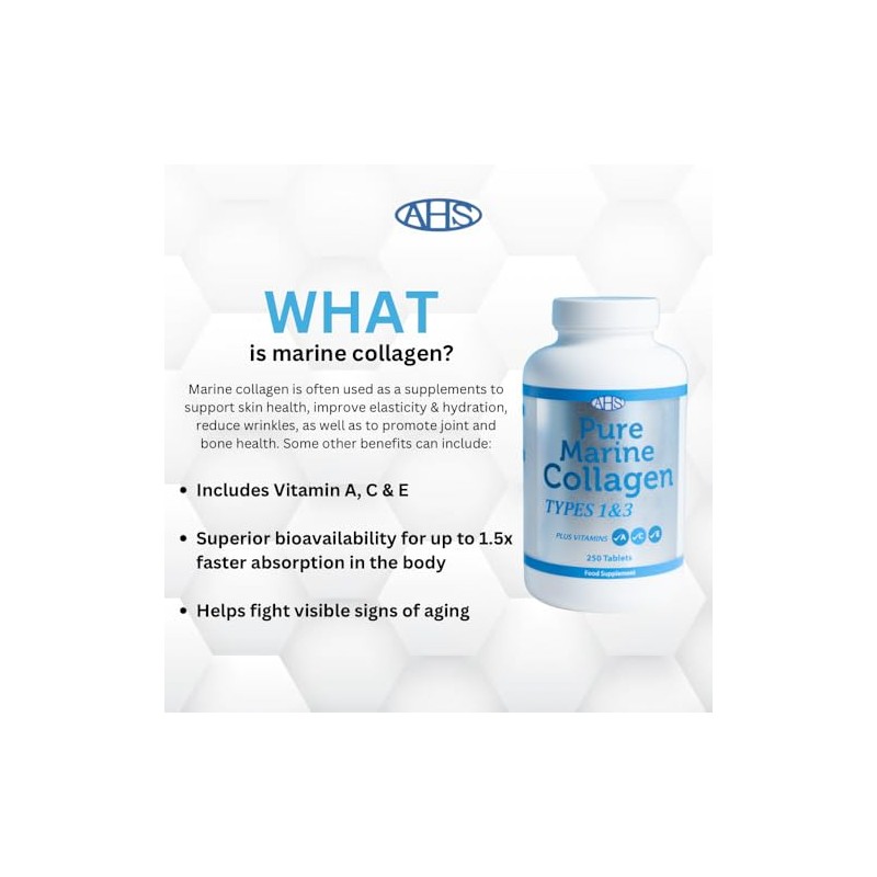 AHS Pure Marine Collagen Tablets, Types 1 & 3, with