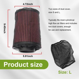 Dickno - 2 fundas de filtro de aire para coche, a prueba de polvo, filtro de aire frío, filtro de aire para automóviles para filtros de entrada de aire de alto flujo, accesorios universales para