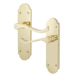EAI Polished Brass Door Handles - Victorian Scroll Shaped | 1 Pair of Internal Latch Handles