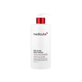 MEDICUBE Red Acne Body Wash 2.0, Gel Limpiador Corporal con Ácido Salicílico BHA, AHA, PHA, Niacinamida y Pantenol, para Textura e Imperfecciones, 400 g