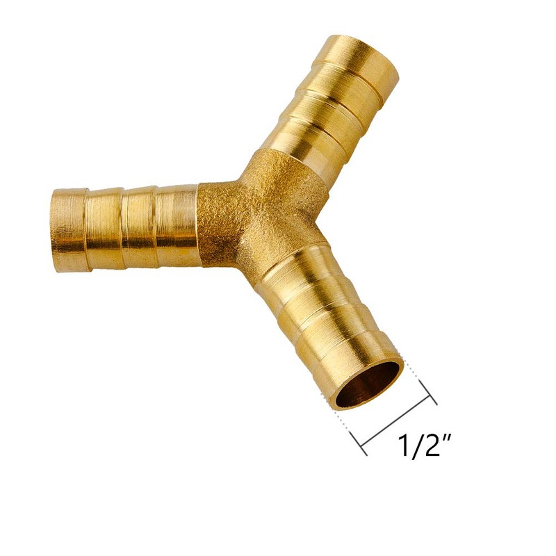 Quickun 1/2" ID Hose Brab, Brass Shaped Y 3 Ways