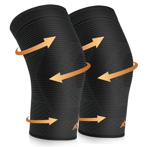 Iseasoo - Rodilleras de cobre para el dolor de rodilla (2 unidades) - Rodilleras de compresión para hombres y mujeres, rodilleras para menisco, LCA, artritis, alivio del dolor en las articulaciones (negro, XXL)