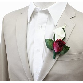 Boutonniere For Wedding And Prom - Artificial Flowers - nice quality calla lily and rose for wedding and prom (Burgundy)