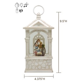 Victory Creative Christmas Elegant Illumination Holy Family Musical Water Globe Lantern 9.5" Glitter Spinner Battery Operated Timer & USB Xmas Water Globe Light Up Home Decor