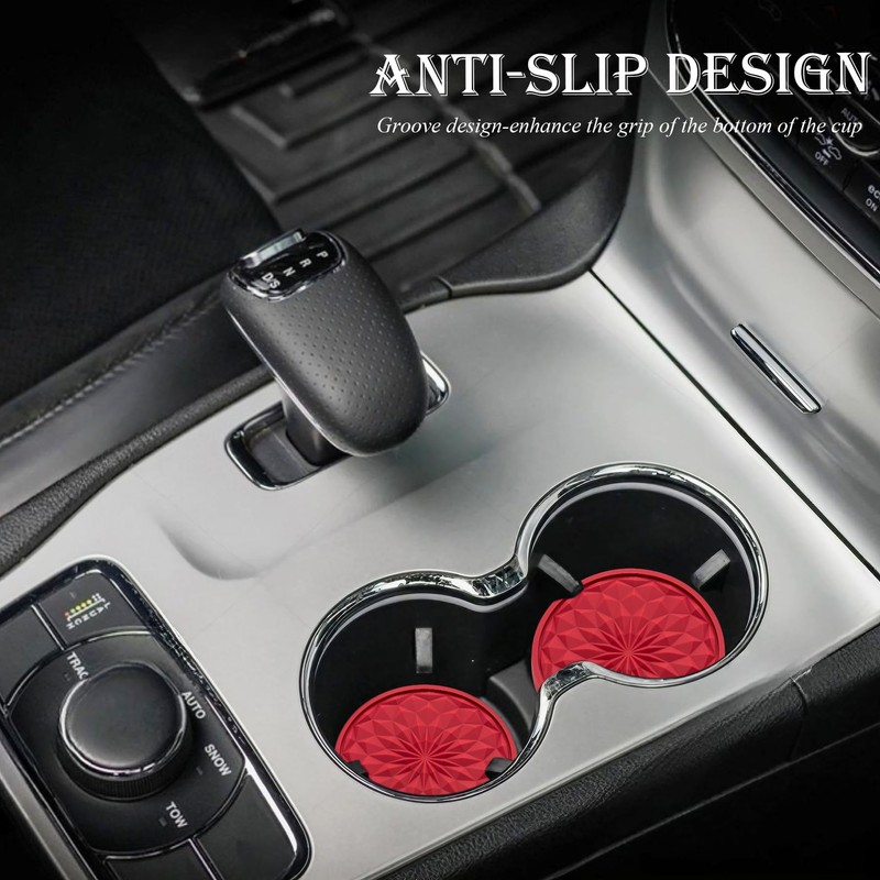 MEAJOO 2 Pack Silicone Car Cup Holder Coaster – 2.75