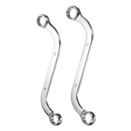 sourcing map 16mm x 17mm/18mm x 19mm Metric 12-Point S-Style Box Wrench Double End S-Shaped Wrench Chrome Plated 45# Steel S Box Wrenches for Home Auto Bike Repair Machine Maintenance