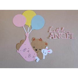 Unbranded Bear with balloons & Little Angel Word die cuts scrapbook cardstock. See Pics