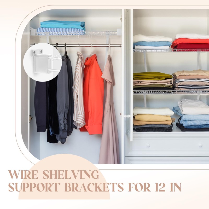 Innconee 6 Pcs 12 Inch Support Brackets for Wire Shelving