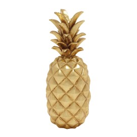 Deco 79 Polystone Fruit Decorative Sculpture Pineapple Home Decor Statue, Accent Figurine 7" x 7" x 18", Gold