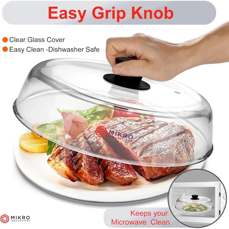 Mikro Innovations Microwave Glass Plate Cover 10.5in - BPA Free