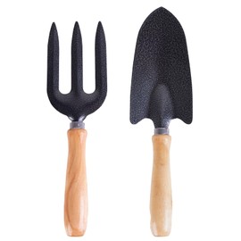WY8 Garden Tools Set - 30cm Durable Hand Trowel & 27cm Fork with Ergonomic Wooden Handles for Planting, Weeding, Cultivating - Heavy-Duty Rust Resistant Metal Gardening Hand Tool Set for Outdoors