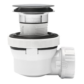 Wirquin 30723974 Quick-Clac Ultra Compact Drain and Siphon Set for Nano 6.7 Washbasin, Chrome and White, Polypropylene