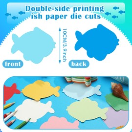 Kisston 360 Pcs Fish Cutouts Paper 3.9 Inch Assorted Color Die Cuts for DIY Craft Projects Bulletin Board Decor