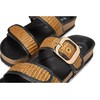 Naot Women's Nashville Flat Sandal, Soft Black Leather/Golden Brown Raffia,