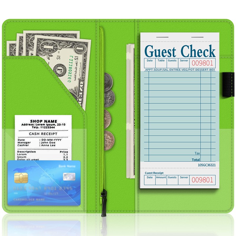 BVYA Server Book for Waitress, 5x9 Inch Server Book with