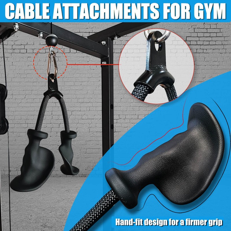 Ergonomic Tricep Rope Pulldown Attachment, Upgraded Triceps Rope Cable Attachments