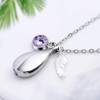 KnSam Stainless Steel Ash Pendant, Drop Heart Necklace with Birthstone