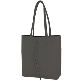 modamoda de - T253 - Italian Leather Tote Bag with Inner Pocket, graphite grey