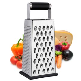 YC Kitchen Cheese Grater, Stainless Steel, Vegetable Slicer, Grater for Vegetables, 4-Sided Square Grater and Kitchen Grater, Practical Gadgets for the Kitchen