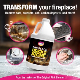 Quick N Brite Fireplace Gel Cleaner for Brick, Stone, Rock, Tile, and Marble, Nonabrasive Fireplace Cleaner, Made in the USA, 64oz