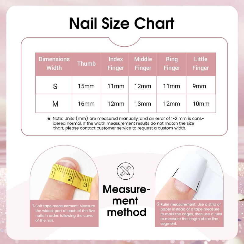 JODSONE Press on Nails 3D Handmade Pink Bow Rhinestone Jelly