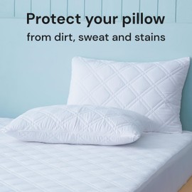 Sheet Story Quilted Pillow Protectors 2 Pack - Size 50x75cm With Invisible Zipper - Hypoallergenic Quilted Pillow Cases - Soft, Breathable And Machine Washable