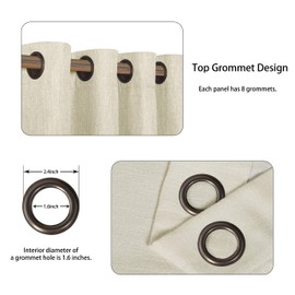 LORDTEX Linen Look Textured Blackout Curtains with Thermal Insulated Liner - Heavy Thick Grommet Window Drapes for Bedroom, 50 x 120 Inches, Ivory, Set of 2 Panels