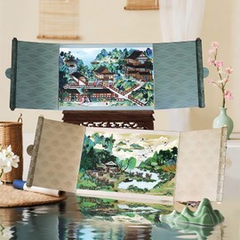 JDHTMTCBGX DIY 3D Sticker Scene Extra Large Size, Fun Vintage Chinese Painting Scene Stickers with Tweezers for Relief Stress Enjoy The Time