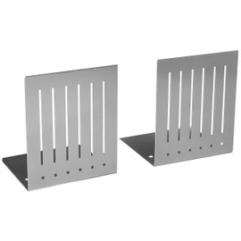 Spectrum Diversified Heavy Duty Large Metal Bookends for Shelves Decorative Non Skid Rectangle Book Ends, Sturdy Book Stopper & Holder for Home Office Bookshelf Decor, Pewter Gray