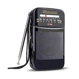 ZesGood Portable AM FM Radio Compact Transistor Radio Pocket Radio HD Speaker Black New