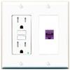 RiteAV CAT6-PURPLE Wall Plate with GFCI Power Outlet [White]