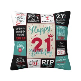 21st Birthday Gifts for Women - 21st Birthday Gifts for Her - Gifts for 21st Birthday Female - 21 Year Old Birthday Gifts for Her - 21st Birthday Decorations for Her Throw Pillow Cover 18"X18"