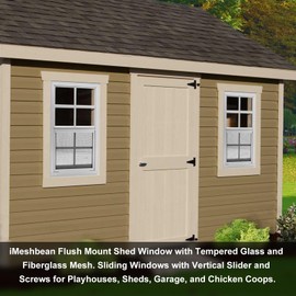 2 Pack Shed Window, 24" x 36" Flush Mount Window with Tempered Glass and Fiberglass Screen, Small Sliding Windows for Shed, Chicken Coop, Playhouse, Household, Garage, Barns, White