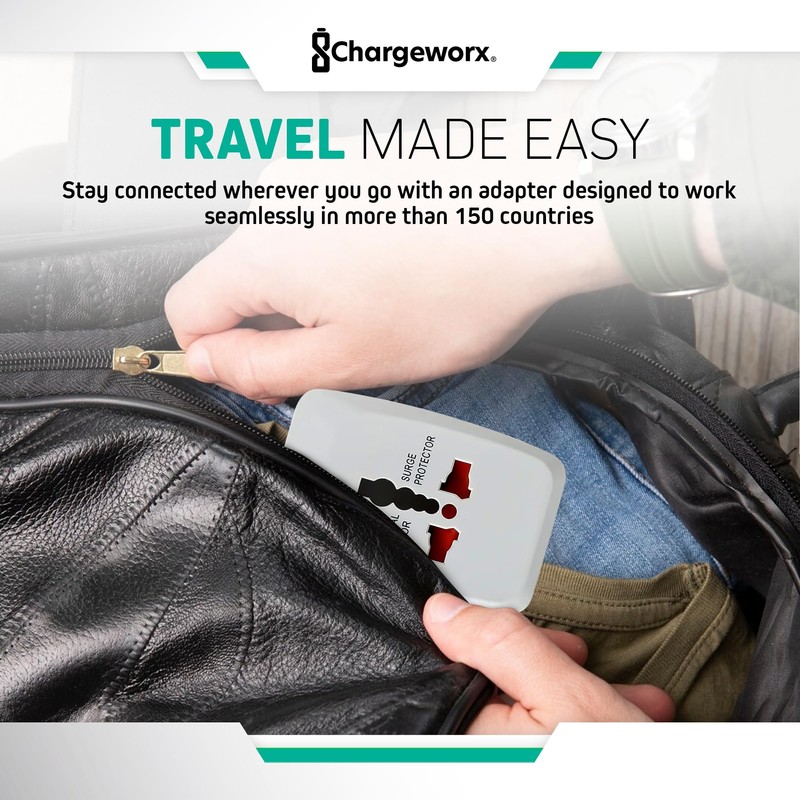 ChargeWorx International Power Adapter Plug, Universal Travel Adapter with US