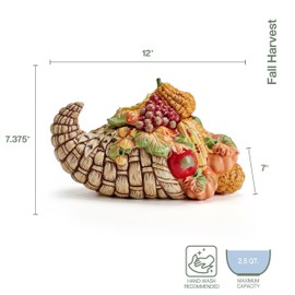 Fitz and Floyd Fall Harvest Cornucopia Cookie Jar Ceramic Figurine, 12 inch