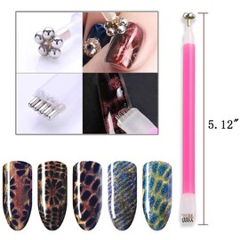 SILPECWEE 3Pcs 3D Cat Eyes Nail Art Magnetic Pen Set Double Head Nail Polish Magnet Stick UV Gel Magic Manicure Tools Cat Eyes Magnet For Nails DIY&Salon