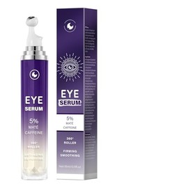 Suero para ojos con 5% de cafeína mate, crema para debajo de los ojos para bolsas hinchadas, líneas finas, ojeras, arrugas, bola de masaje de 360°, su