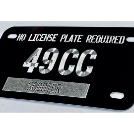 Scooter Tag No License Plate Required 49cc 49 CC Diamond Etched Metal 7x4 Tag