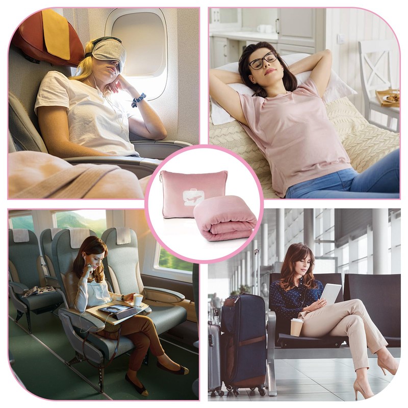 ForestM Women’s Travel Essentials – 2-in-1 Airplane Blanket & Pillow,