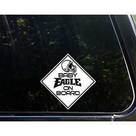 Baby Eagle On Board - 5 3/4"x 5 3/4" - Vinyl Die Cut Decal / Bumper Sticker For Windows, Trucks, Cars, Laptops, Macbooks, Etc.