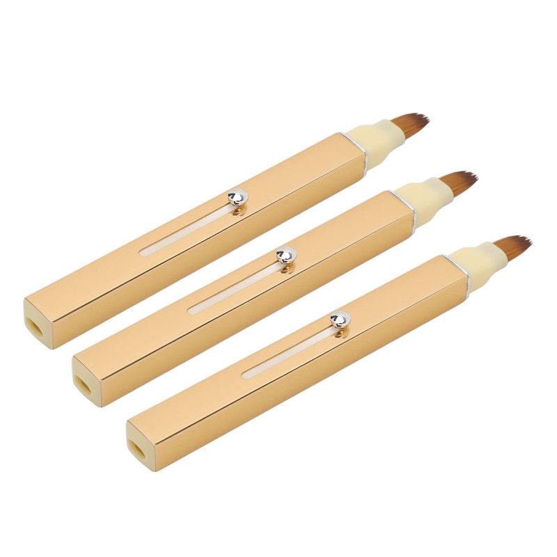 3pcs Gold Retractable Lip Brush Portable Soft Hair Double Ended